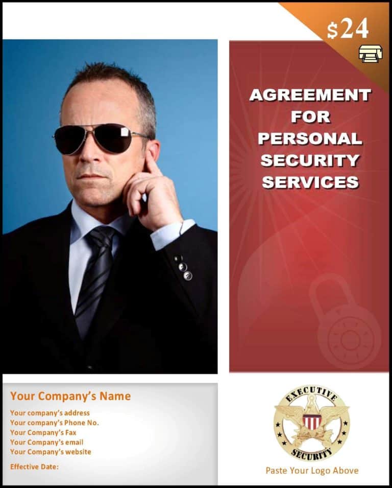 Sample Bodyguard Services Contract Template startasecuritycompany com